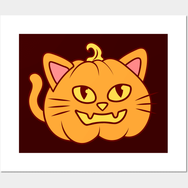 Pumpkin Cat Wall Art by Uniman